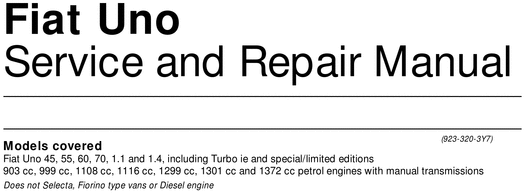 Product picture Fiat Uno Service and Repair Manual